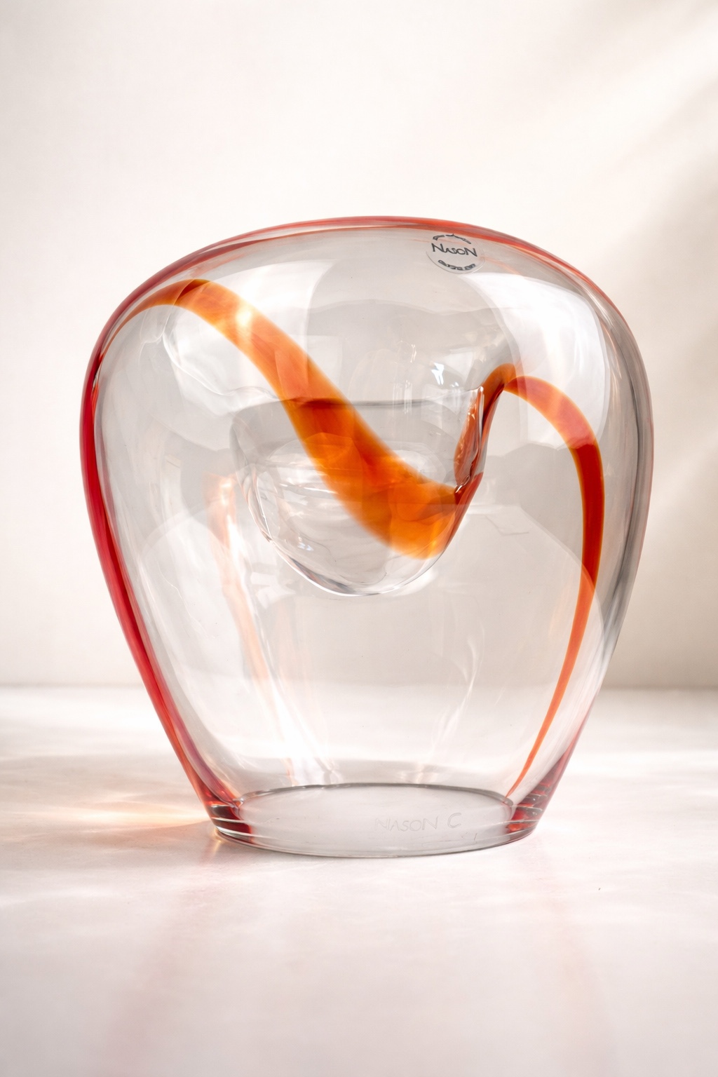 Signed Carlo Nason Onda Murano glass vase