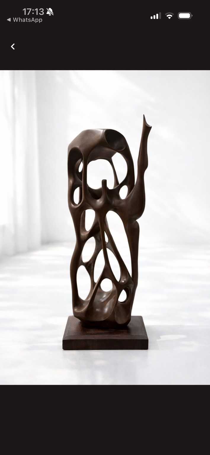 Unsigned organic modernist sculpture carved from solid wood