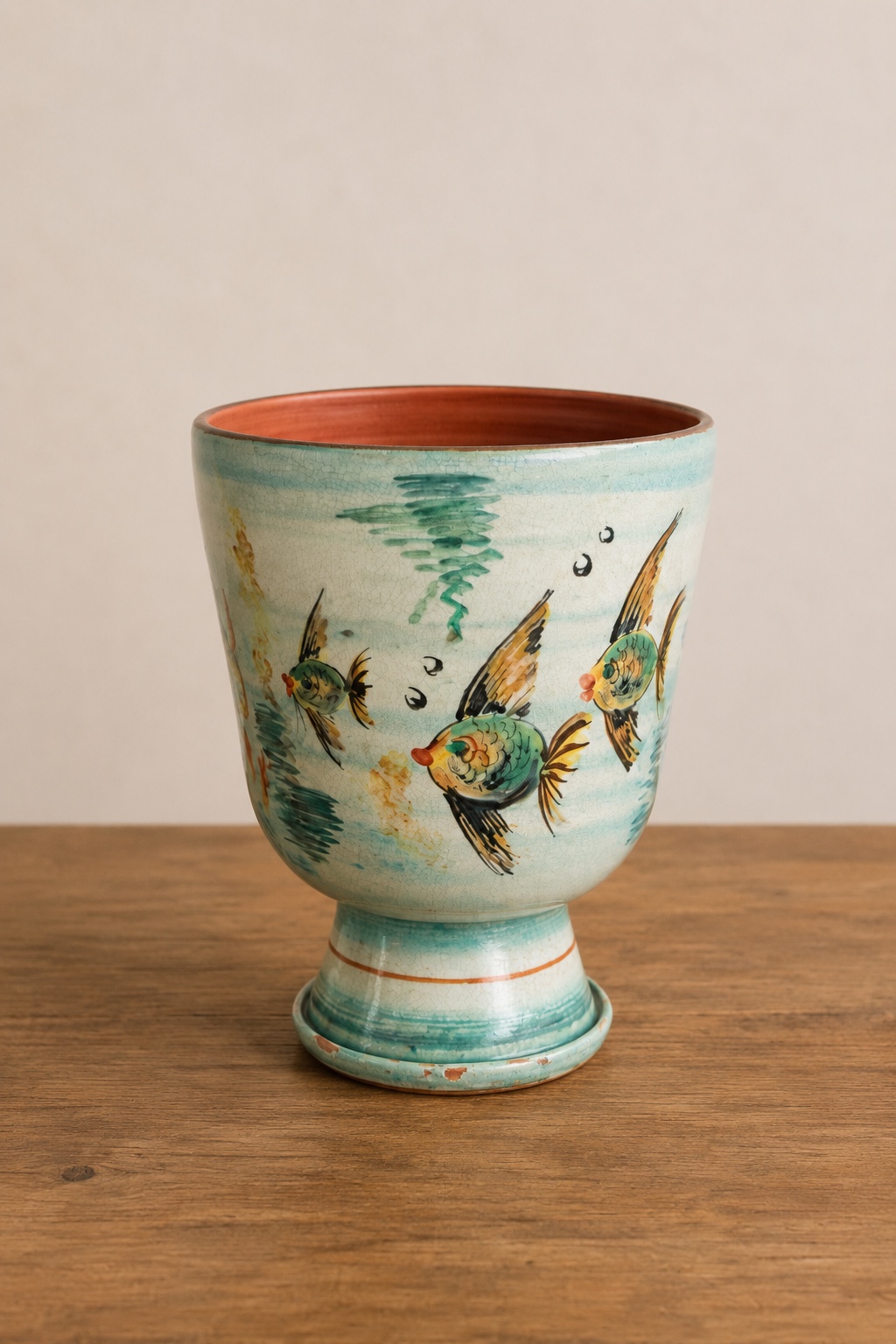 Hand-painted Rayon Albisola ceramic cachepot