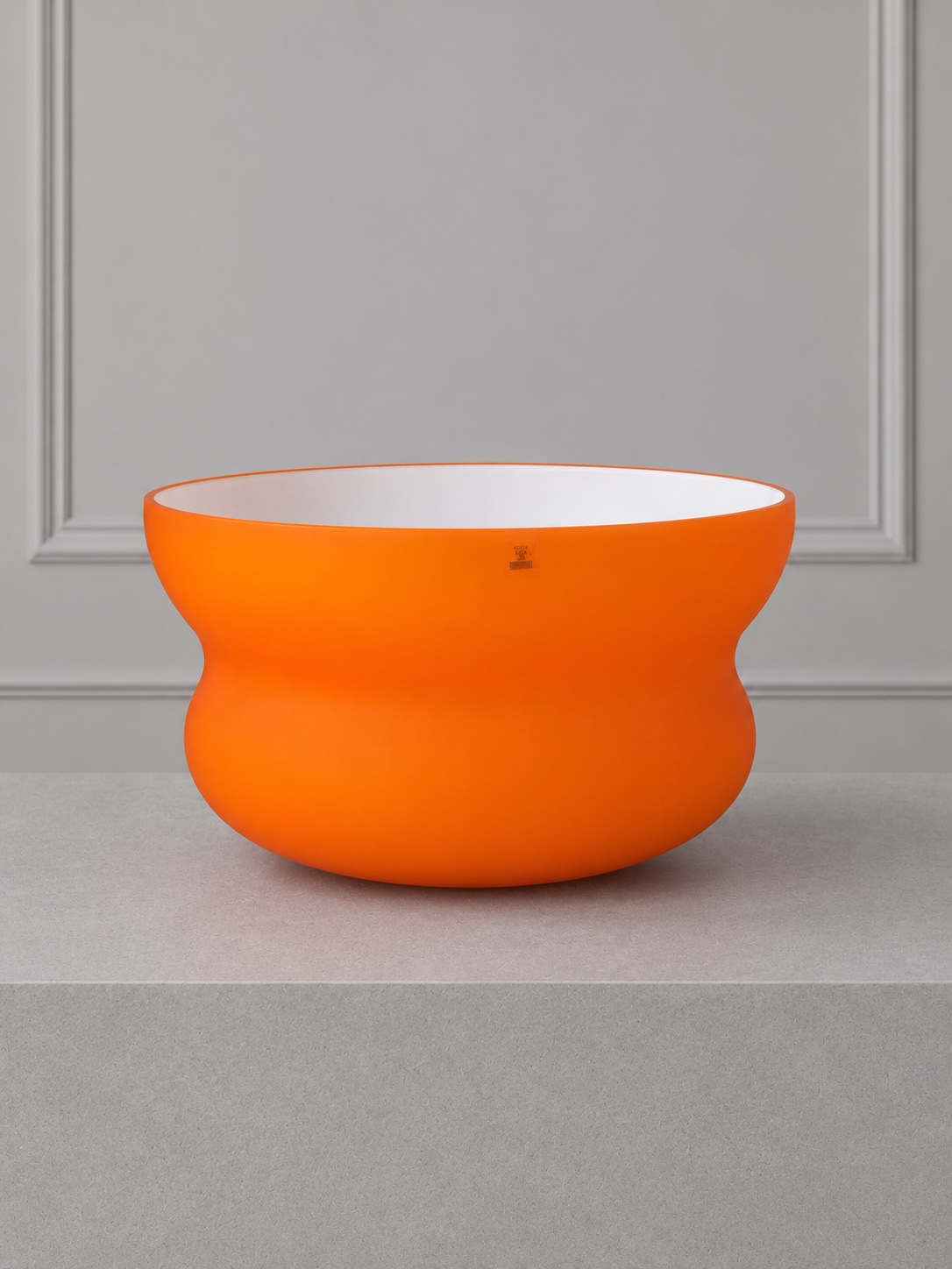 Monumental orange cased-glass bowl by LAG